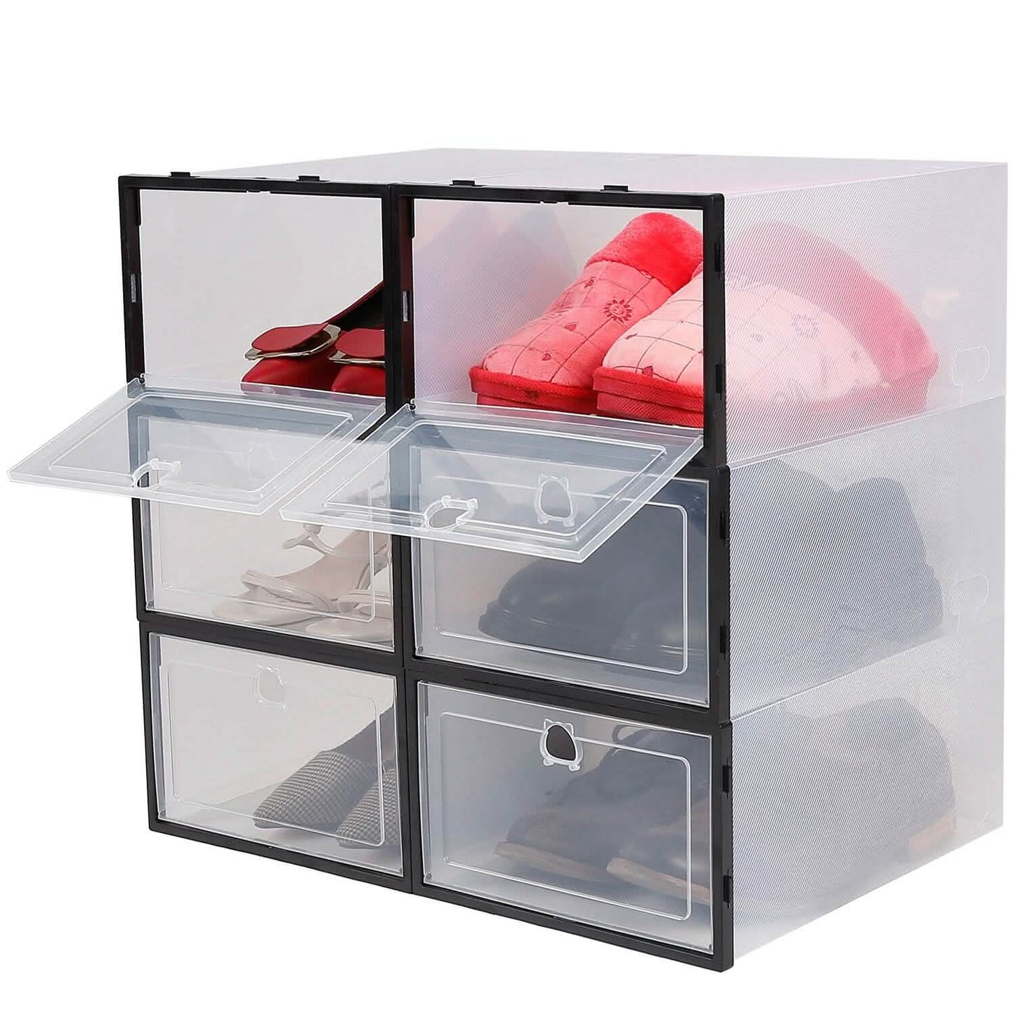 Stapelbare Schuhaufbewahrungsbox, transparent, staubdicht