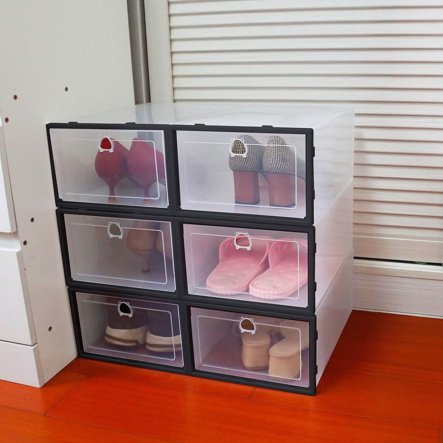 Stapelbare Schuhaufbewahrungsbox, transparent, staubdicht