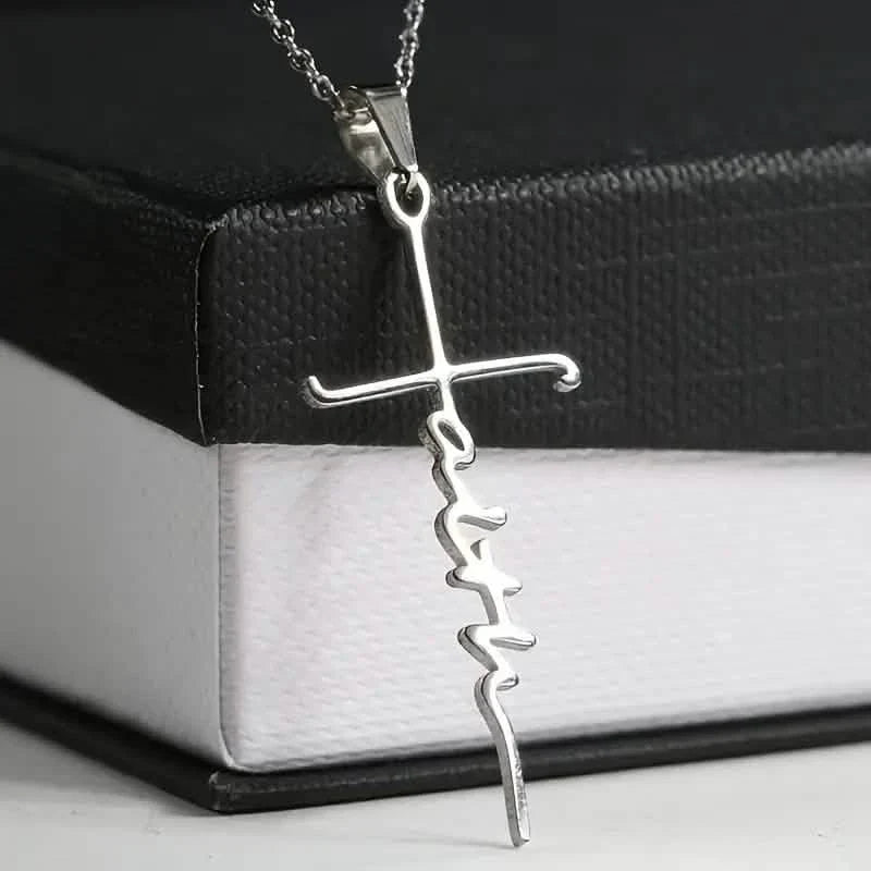 Edelstahl-Glaubenswort-Kirchengebet-Religionsanhänger-Halskette