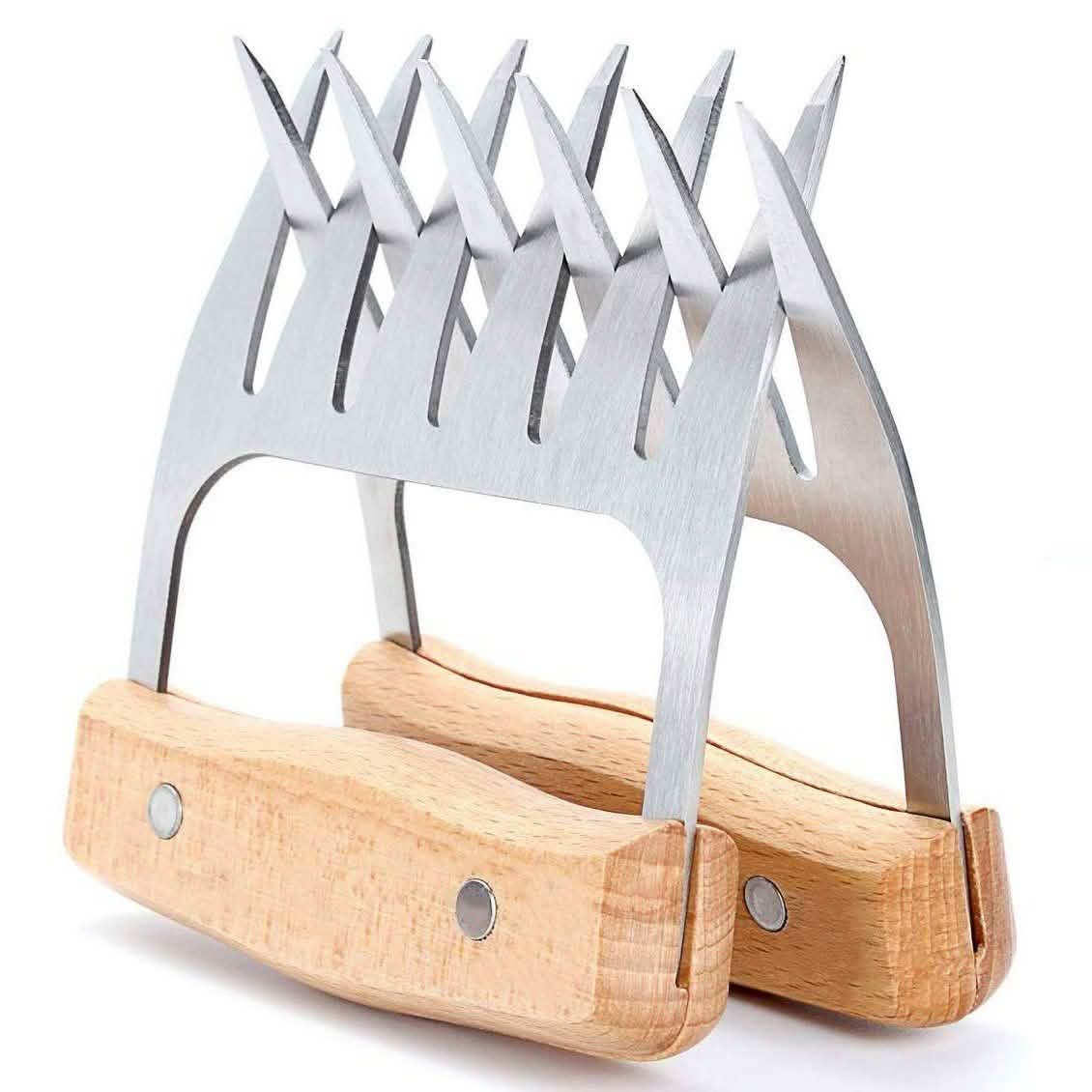 Fleischreißer aus Edelstahl mit Holzgriff