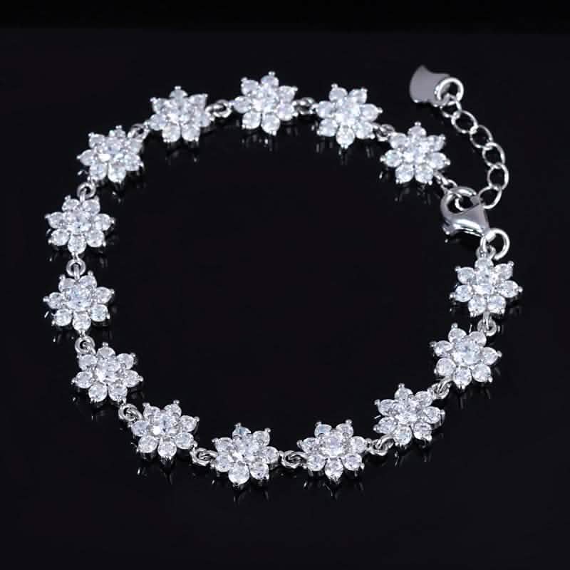 Armband aus Sterlingsilber mit Kristallblumen