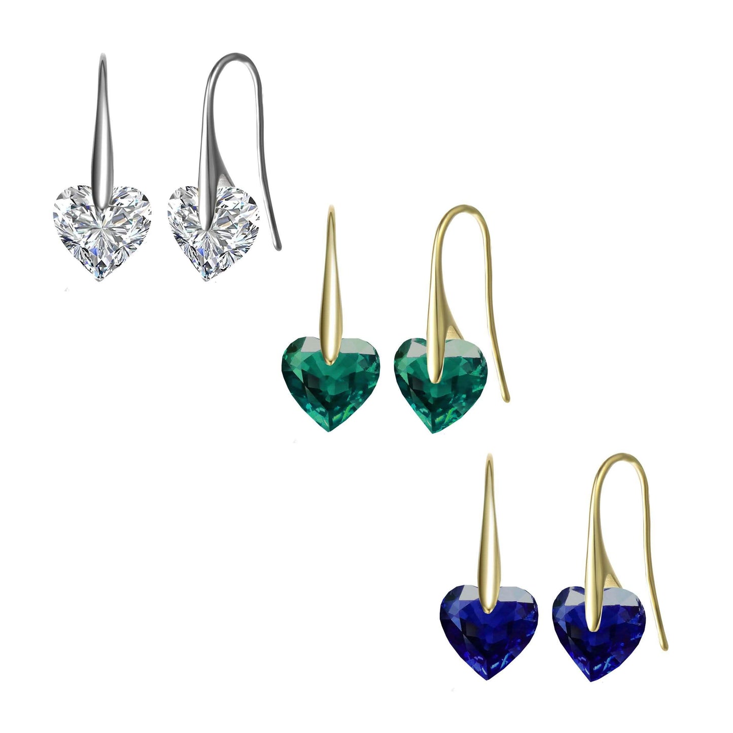 Ohrringe aus Sterlingsilber mit Zirkonia und Herzmotiv für Partys