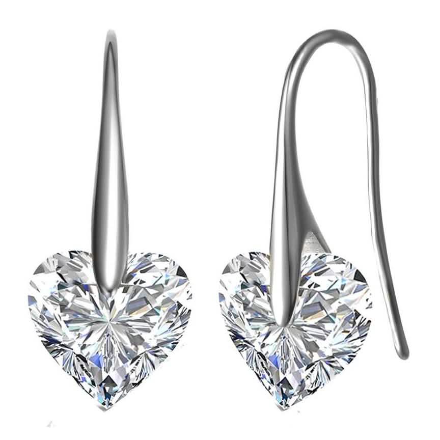 Ohrringe aus Sterlingsilber mit Zirkonia und Herzmotiv für Partys
