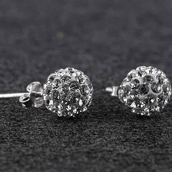 Ohrstecker aus Sterlingsilber mit weißen österreichischen Kristallkugeln