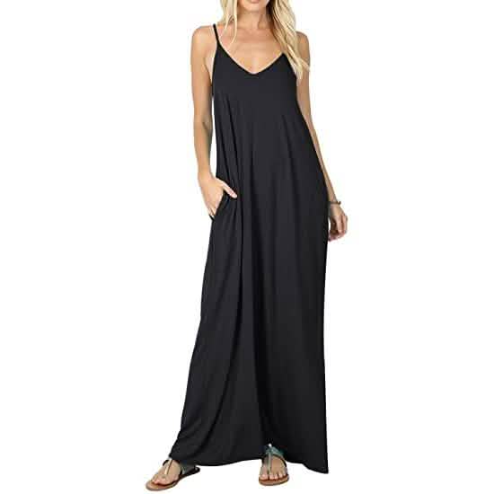 Stokeen Damen Sommer Casual Spaghettiträger Maxi-Kleid
