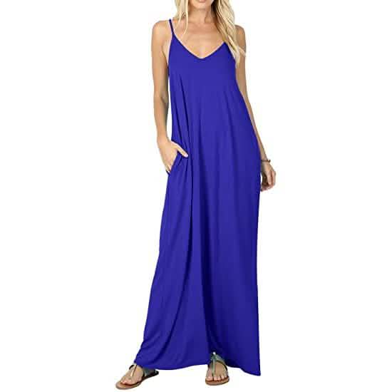 Stokeen Damen Sommer Casual Spaghettiträger Maxi-Kleid