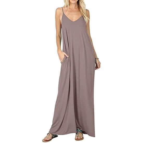 Stokeen Damen Sommer Casual Spaghettiträger Maxi-Kleid