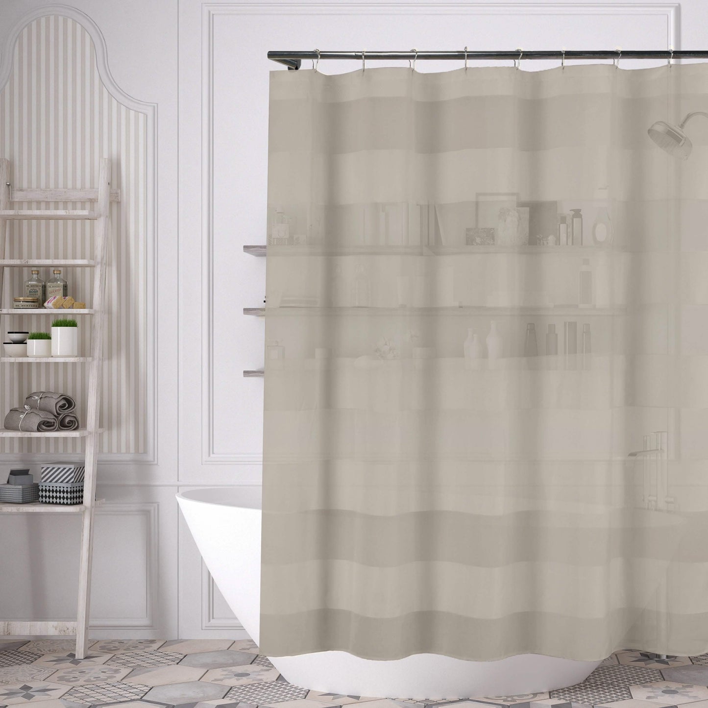 Gestreifter Duschvorhang 70" x 72" mit 12-teiligem Hakenset