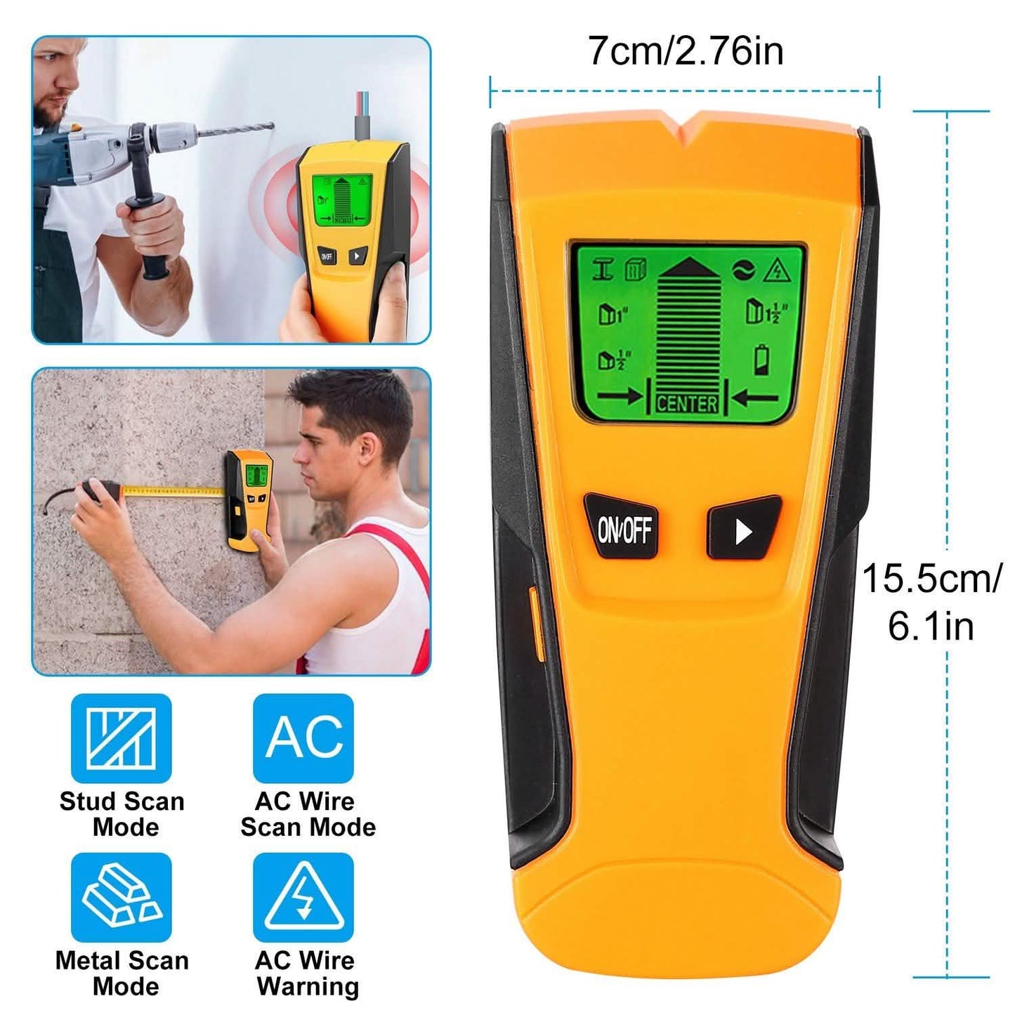 Bolzenortungsgerät Wandscanner AC-Leitungsdetektor mit LCD-Display