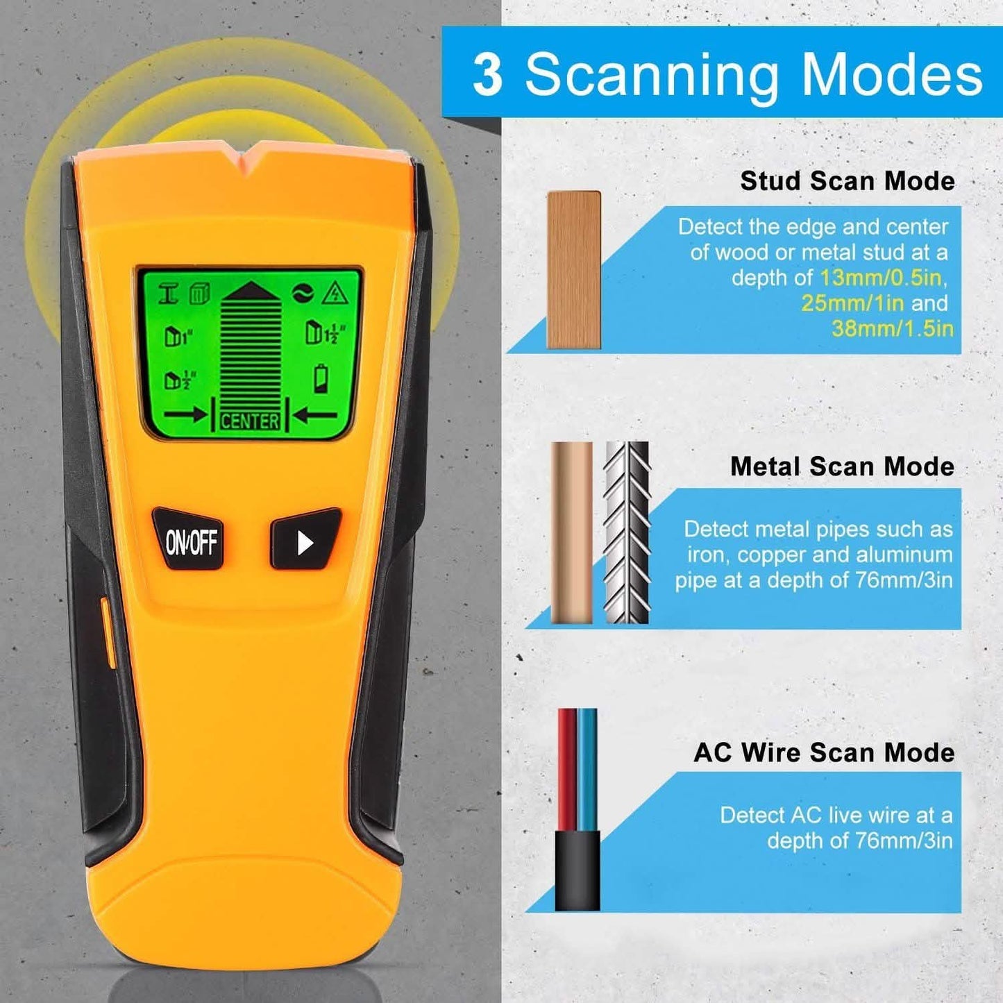 Bolzenortungsgerät Wandscanner AC-Leitungsdetektor mit LCD-Display