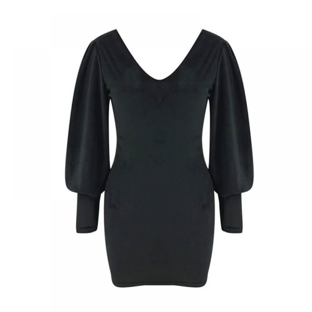 Summark Damen Spitzenkleid Langarm Freizeit Etuikleid