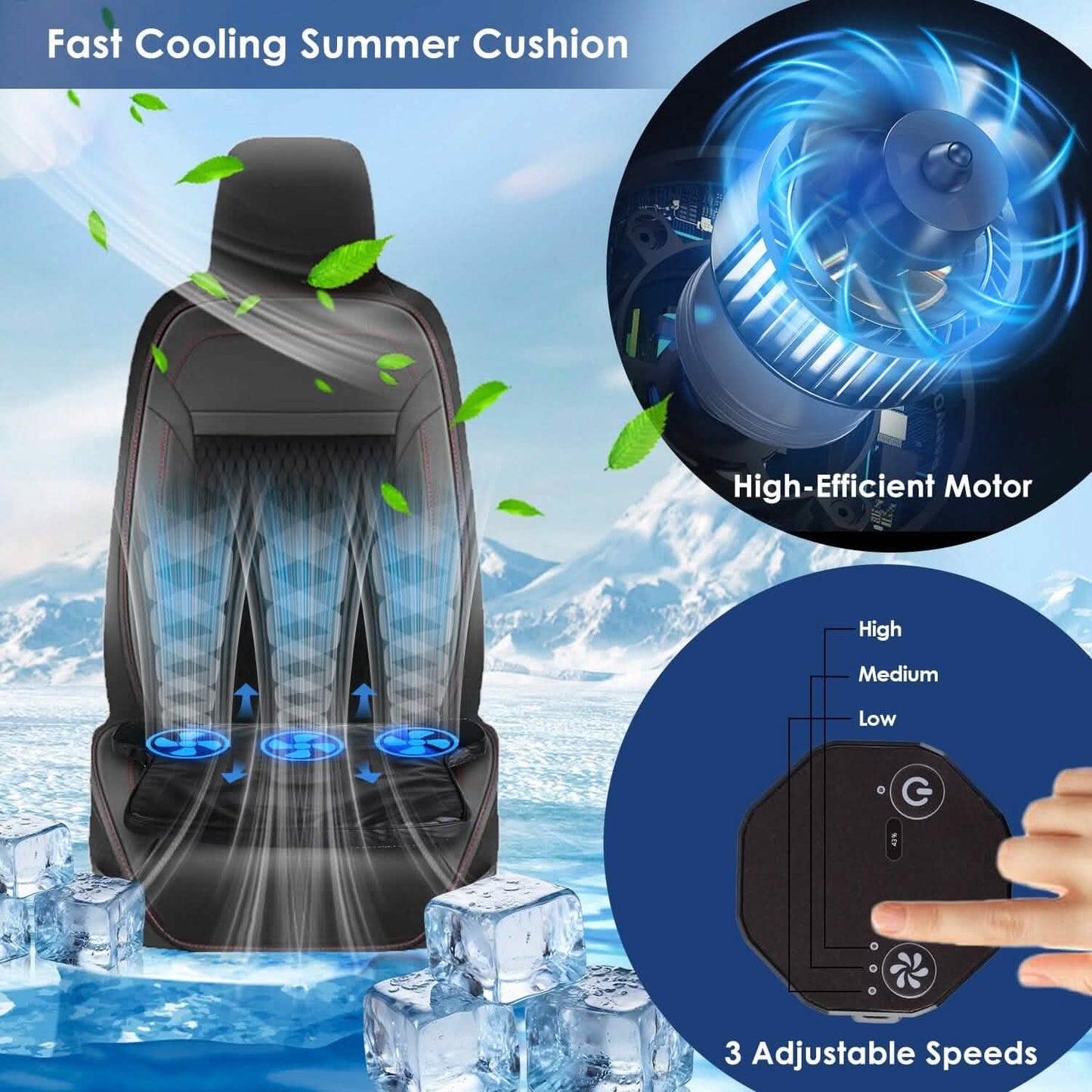 Sitzkissen mit Lüftern für Wasserkühlung im Sommer, 3 Geschwindigkeiten