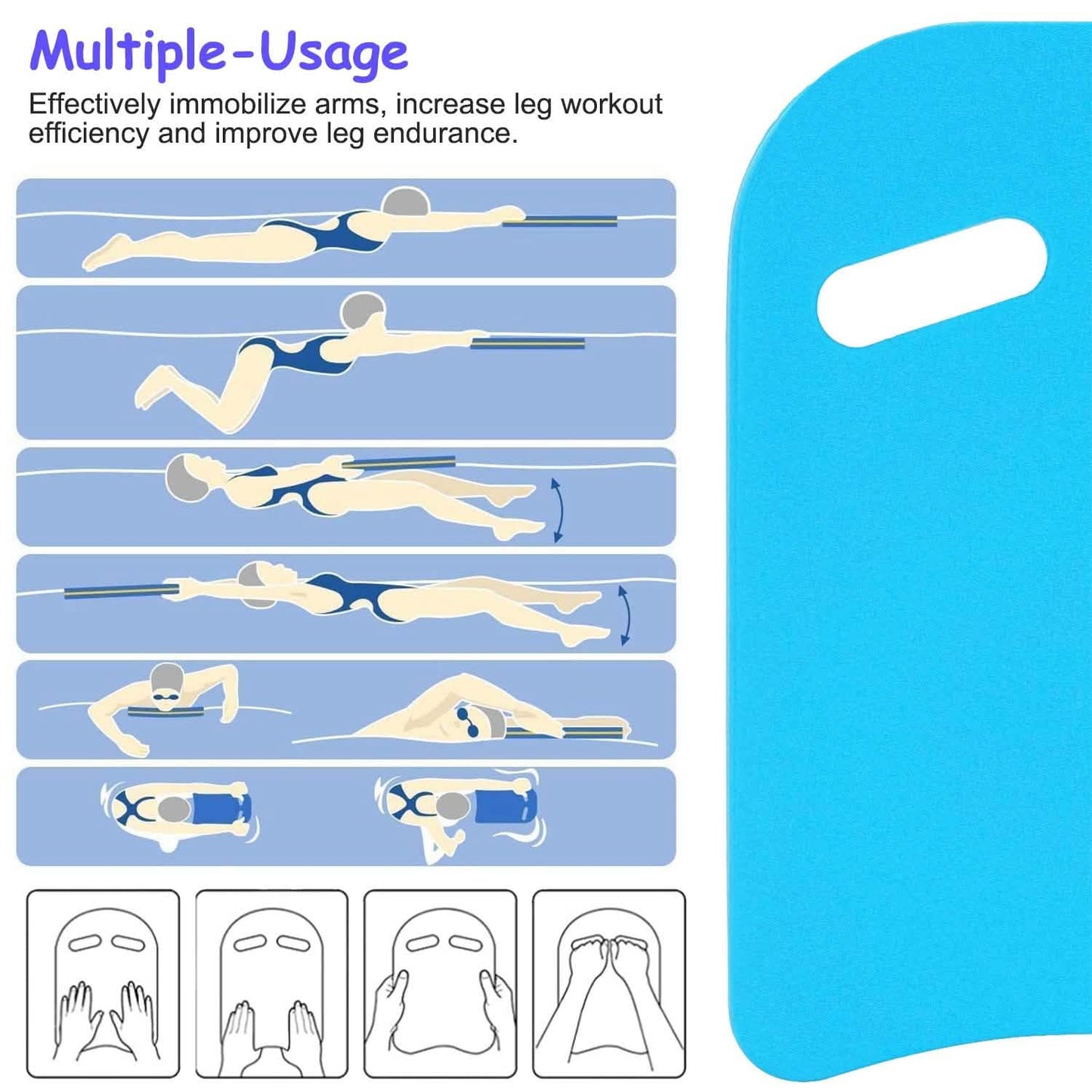 Schwimm-Kickboard U-Design Wassertrainingsbrett mit integriertem Grifflöchern