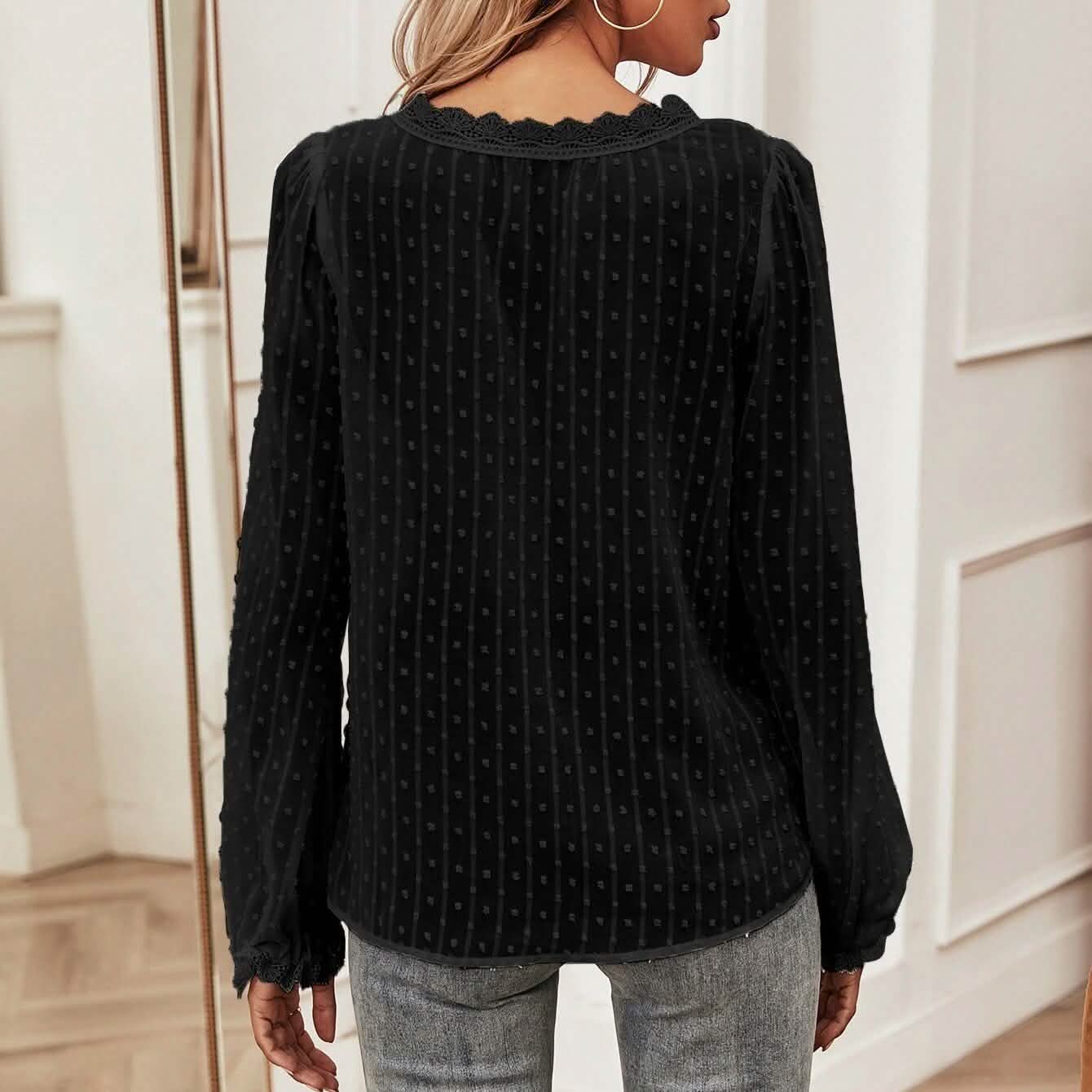 Bluse mit Lochstickerei-Einsatz