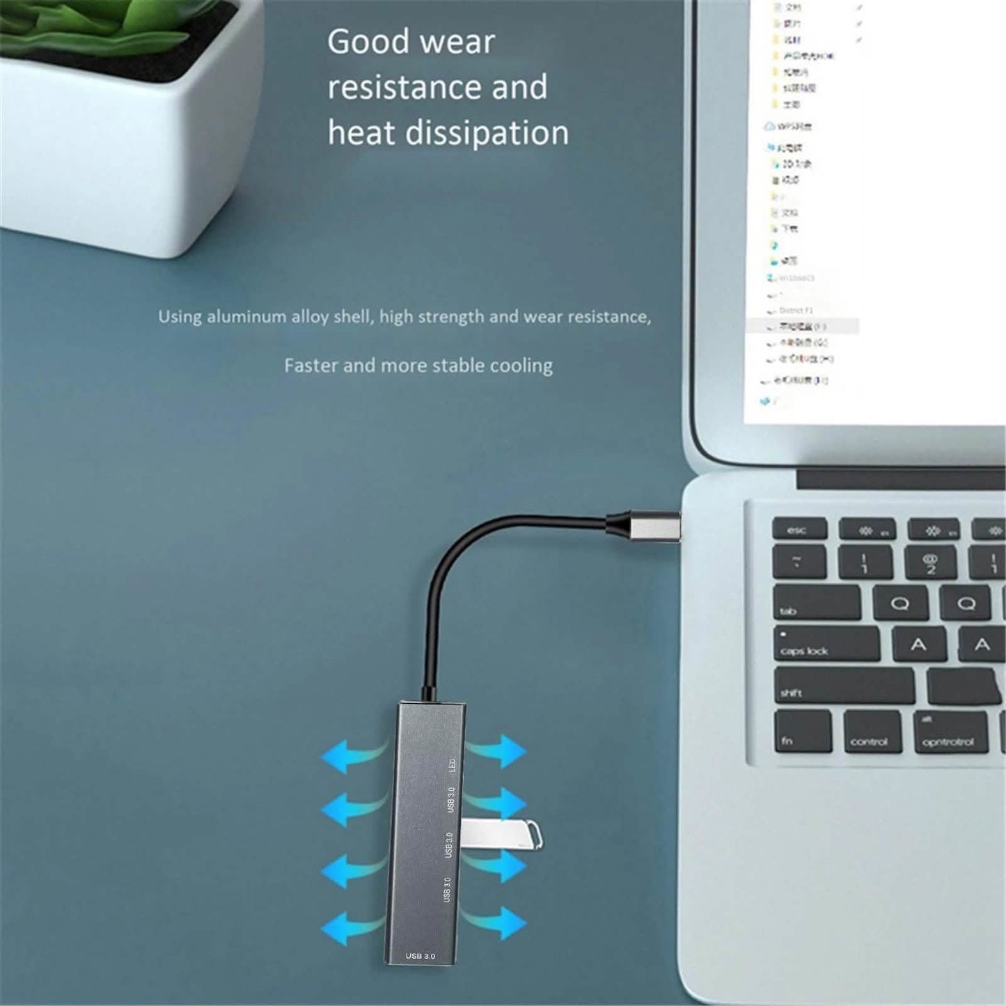 T304 4-in-1 Hub Typ C auf USB3.0*4 Intelligenter USB-Hub Multi-Port-Adapter
