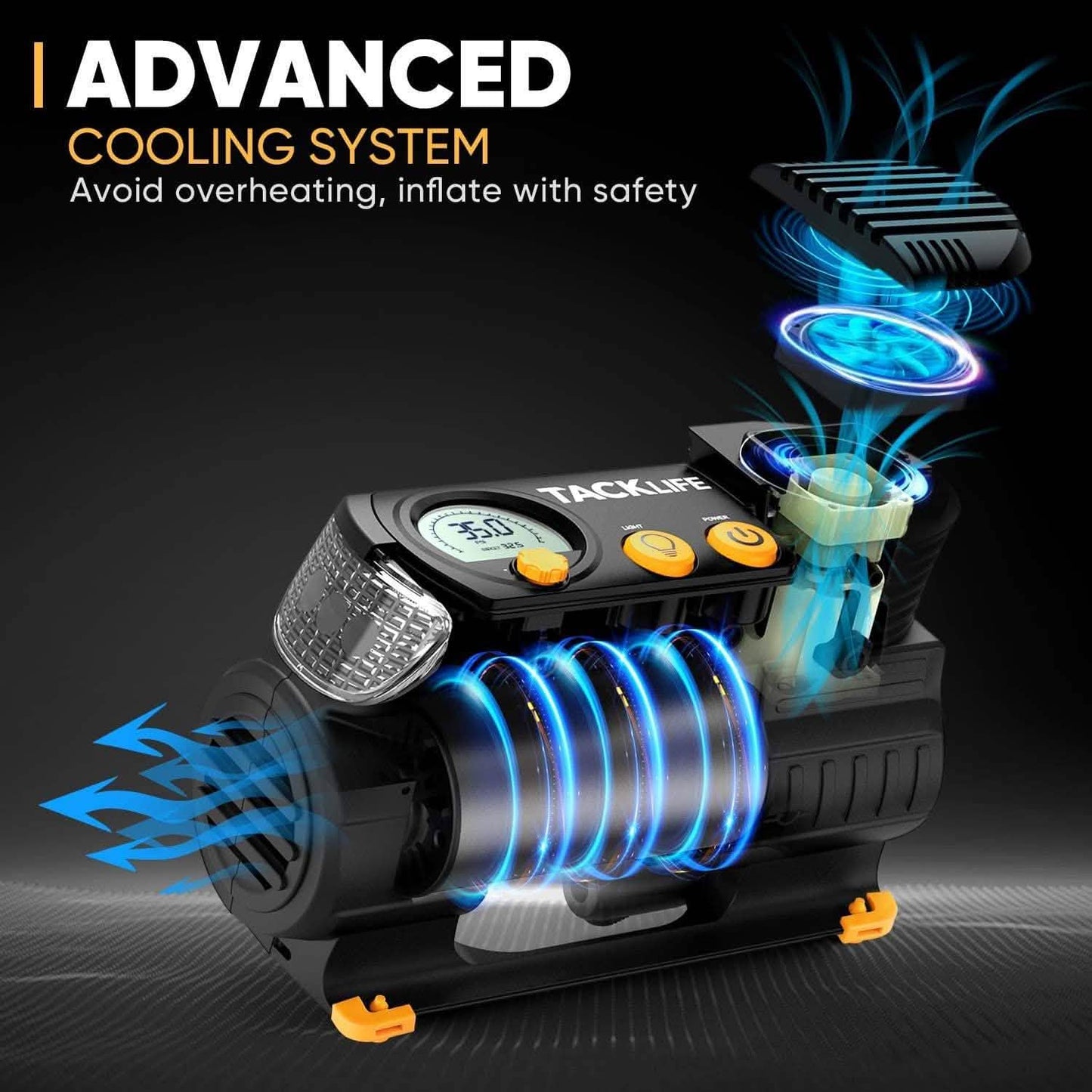 Tacklife Tragbarer 12V DC Digitaler Auto-Reifenfüller M2