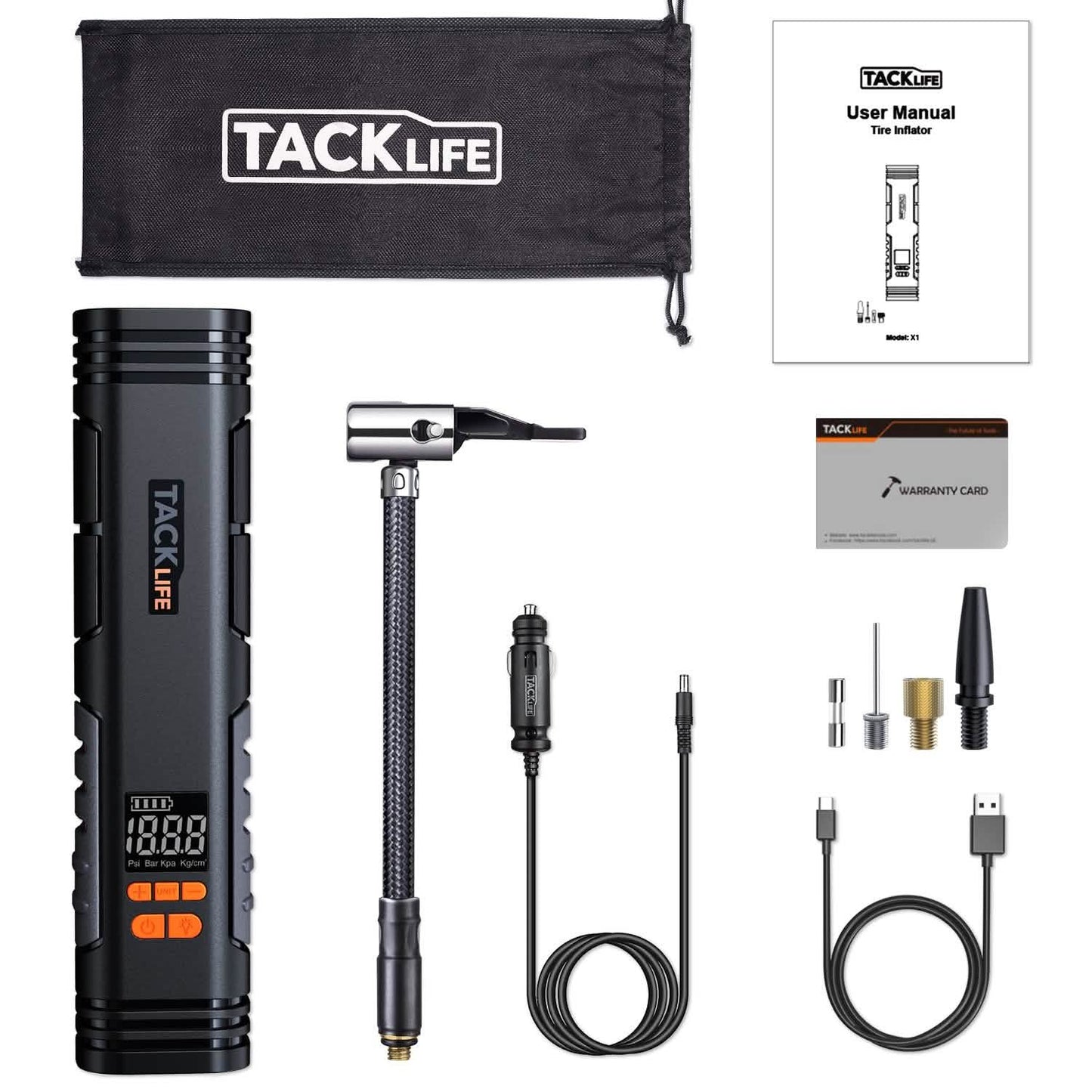 Tacklife X1 Wiederaufladbarer kabelloser Reifenfüller