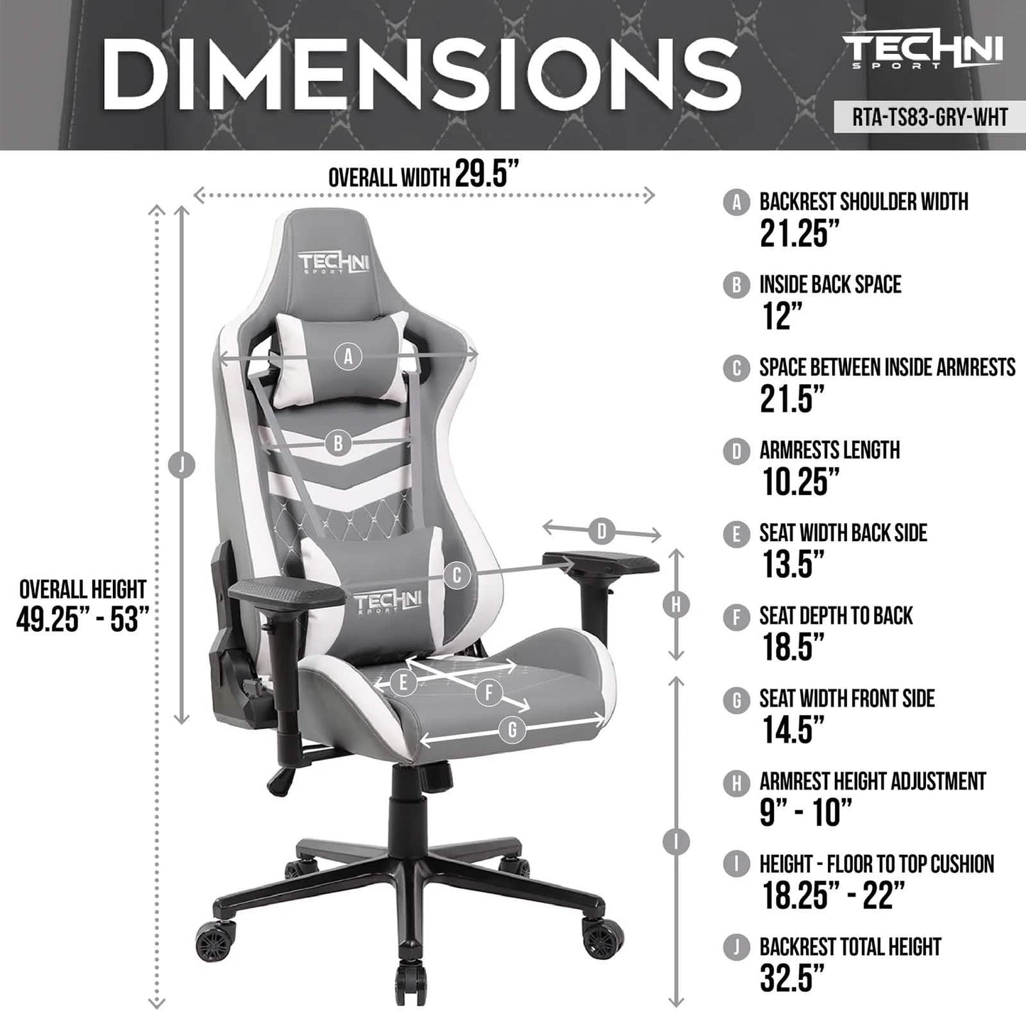 Techni Sport Ergonomischer Gaming-Stuhl mit hoher Rückenlehne