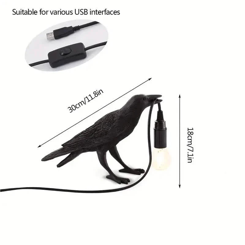 Die Gothic-Krähe-USB-Port-Lampe