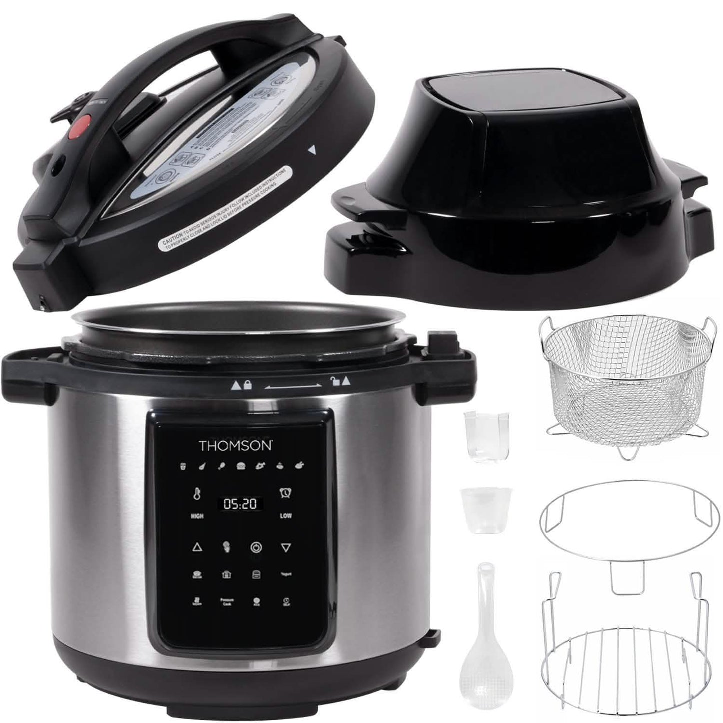 Thomson 9-in-1 Druck-, Schongarer, Heißluftfritteuse und mehr, mit 6,5 QT Fassungsvermögen