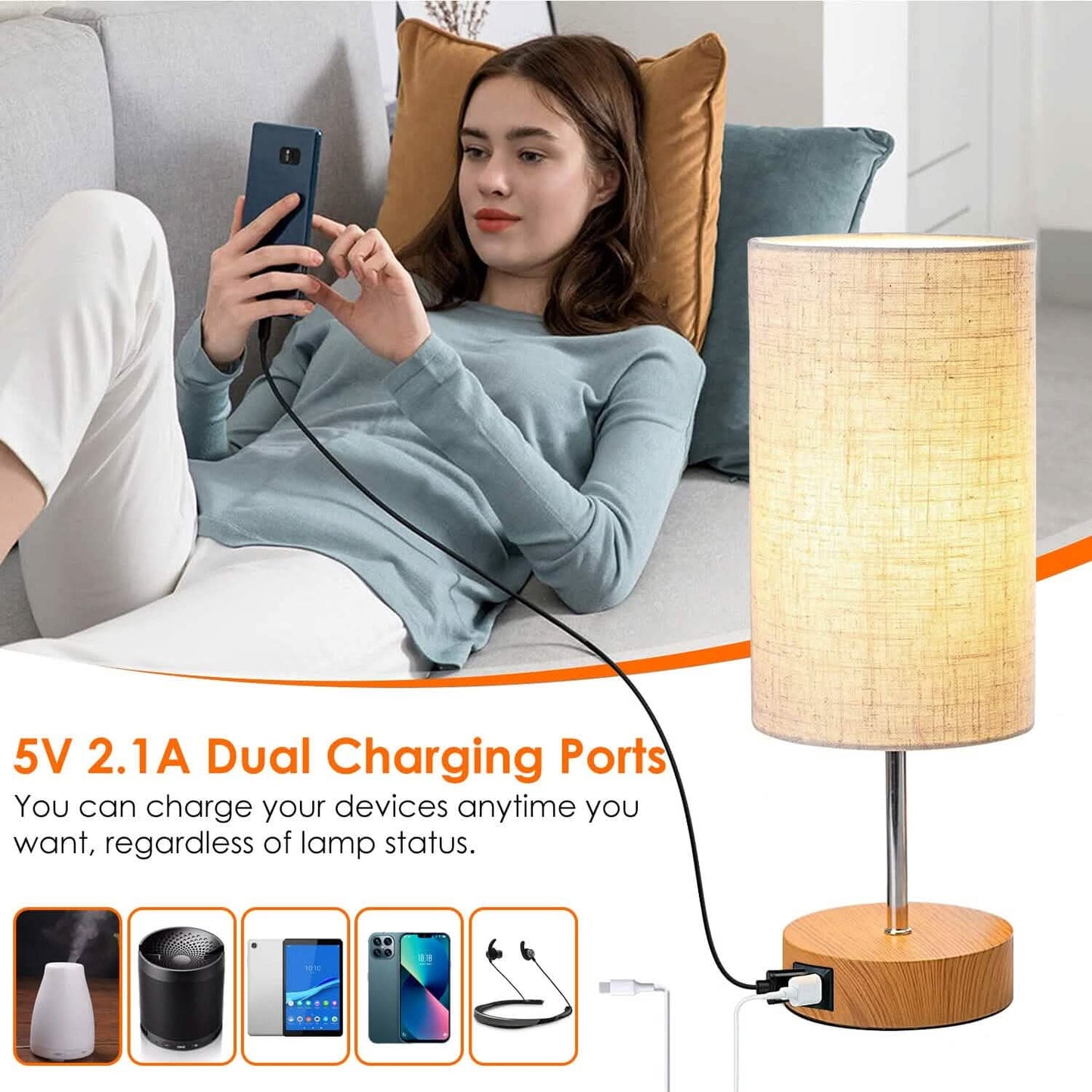 Touch Control Tischlampe 3-Wege Dimmbare Nachttischlampe