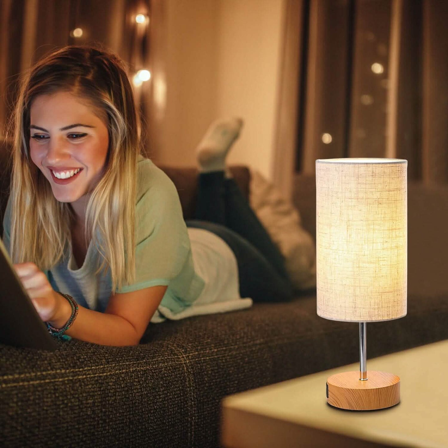 Touch Control Tischlampe 3-Wege Dimmbare Nachttischlampe