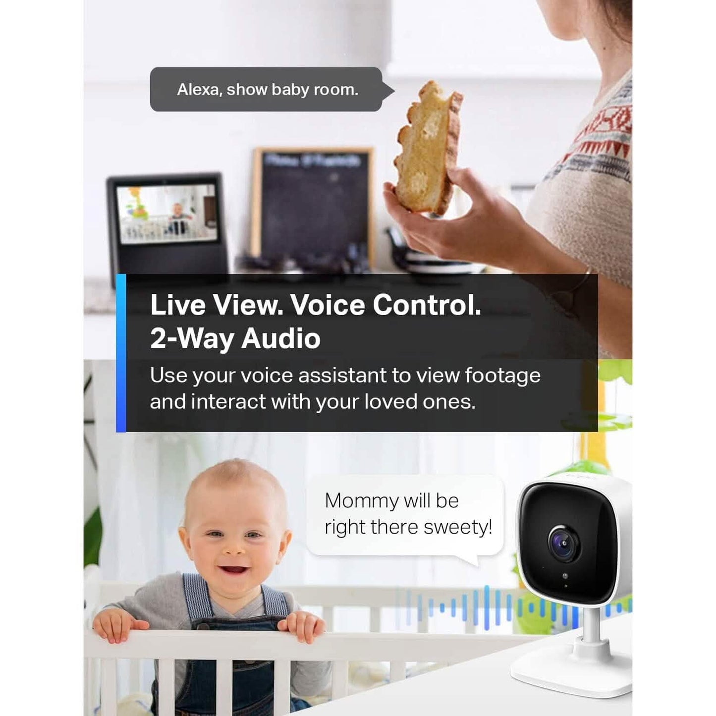 TP-Link Tapo 1080P Überwachungskamera für Innenbereiche als Babyphone (Generalüberholt)