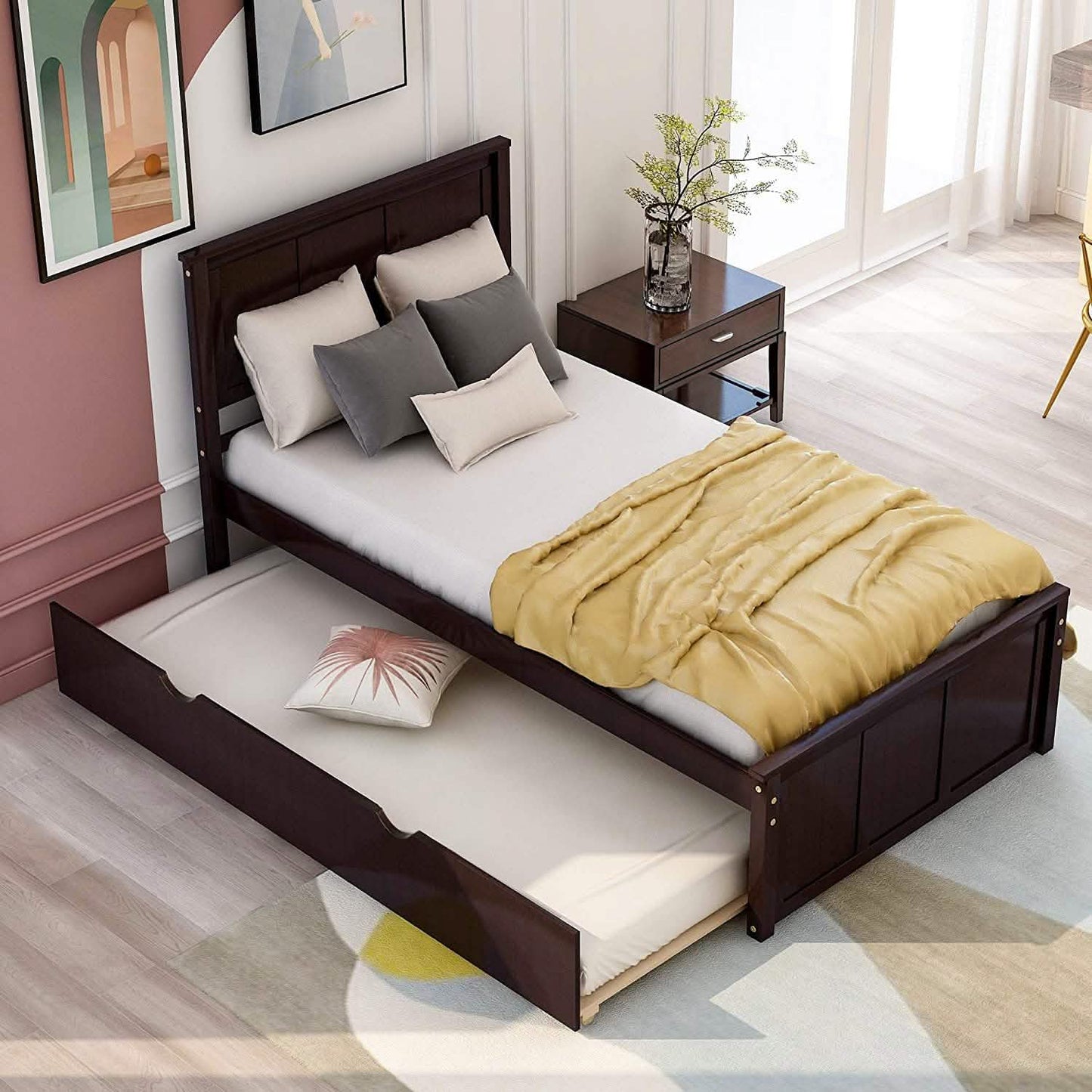 Plattformbett in Twin-Größe mit Ausziehbett