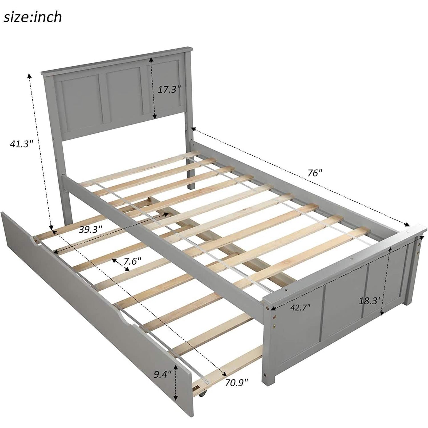 Plattformbett in Twin-Größe mit Ausziehbett