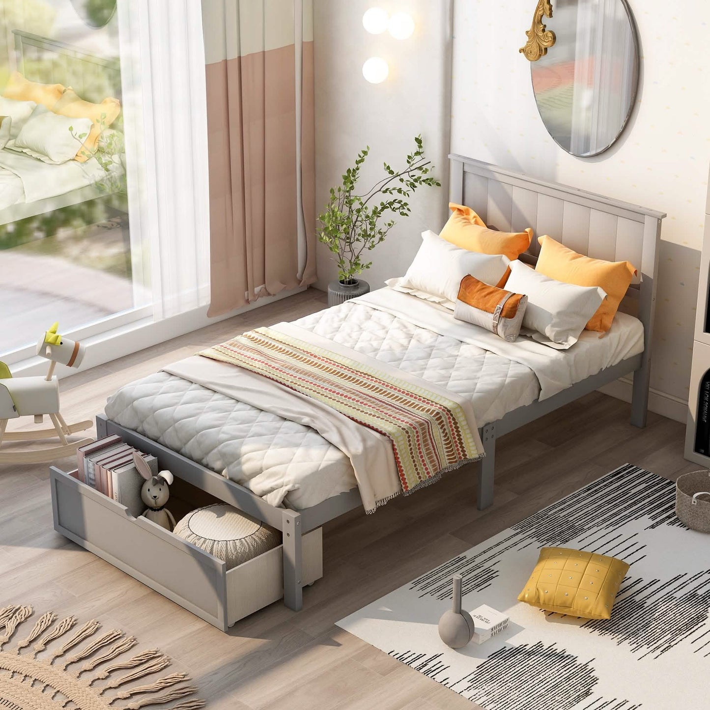 Einzelbett-Plattformrahmen mit Stauraum
