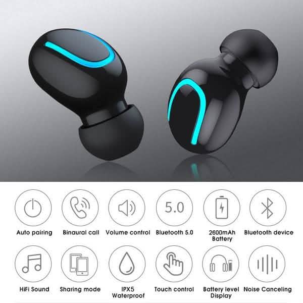 TWS Bluetooth 5.0 Sport-Stereo-Touch-Control-In-Ear-Kopfhörer mit Ladecase