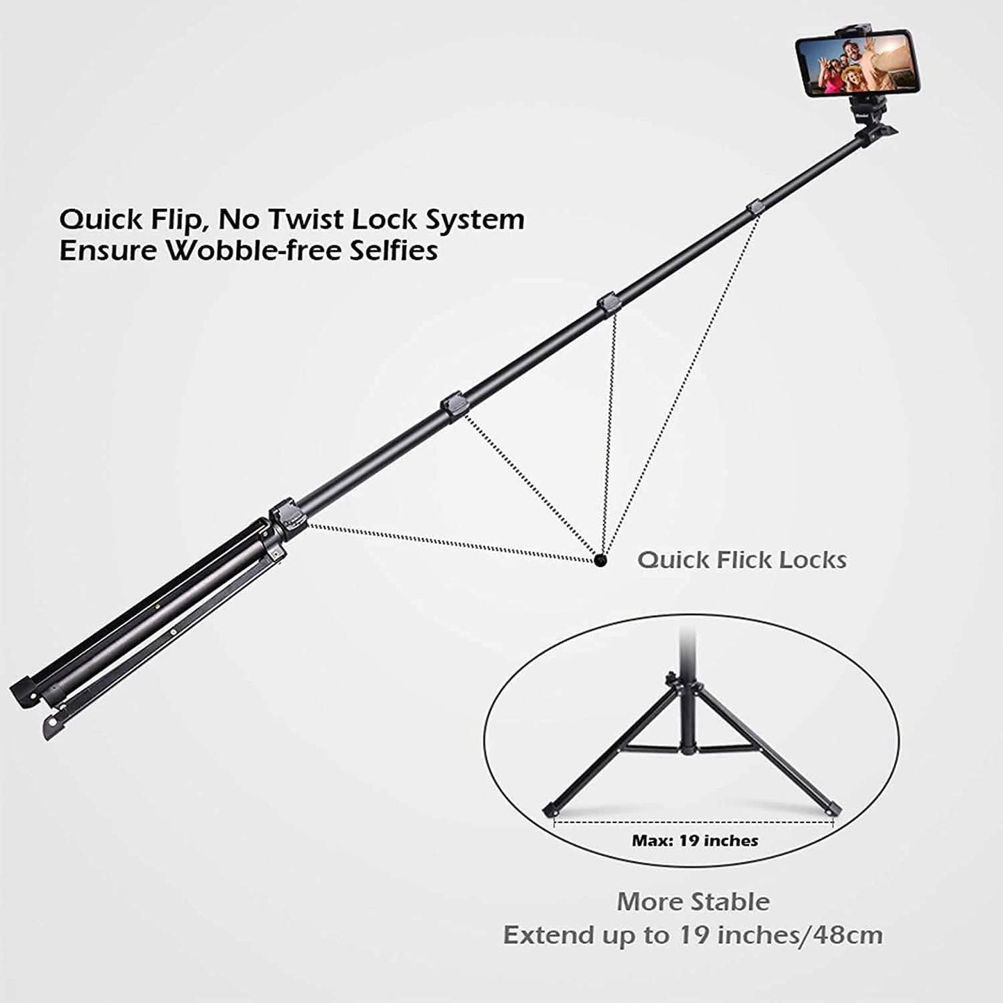 UBeesize 51" ausziehbares Stativ mit Bluetooth-Fernbedienung