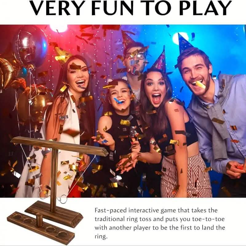 Ultimatives Ringwurfspiel aus Holz mit Haken und Ring für Indoor-Kämpfe