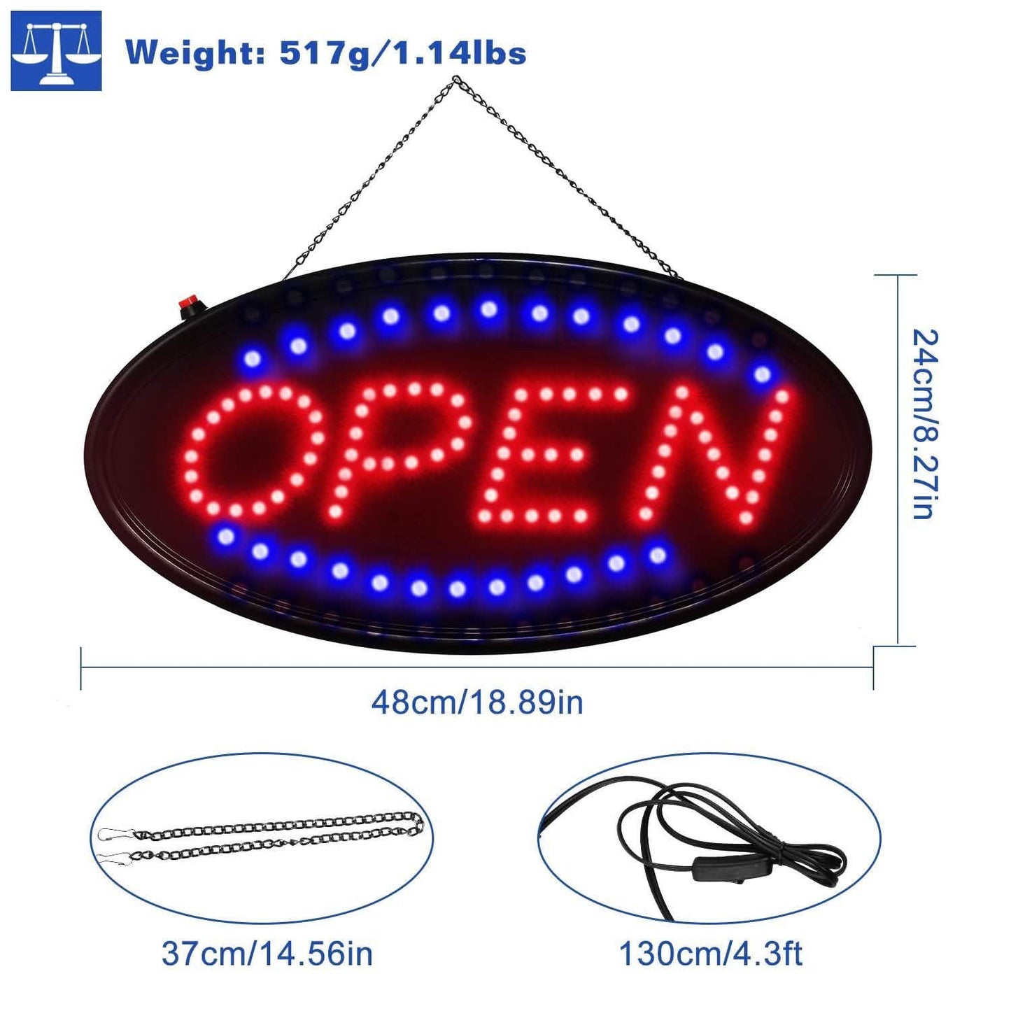 Ultrahelle LED Neon Open-Schild