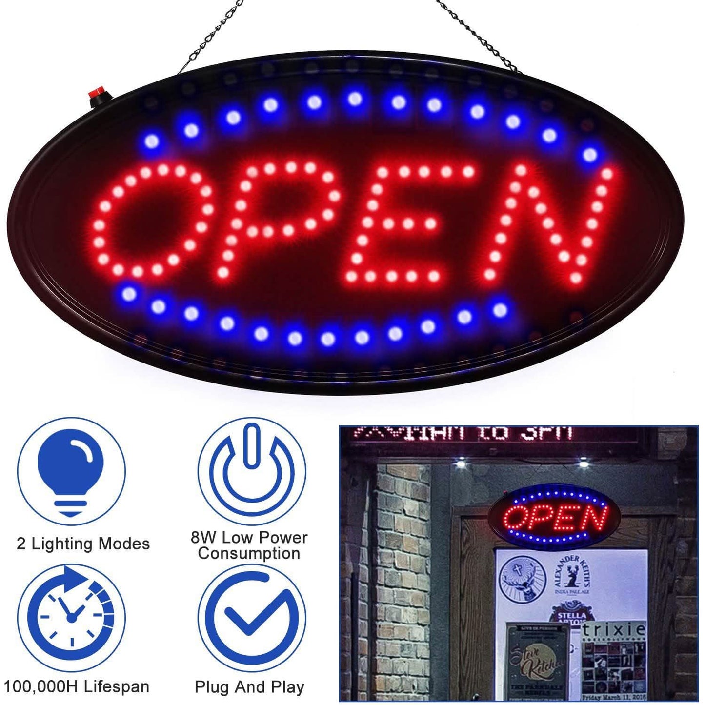 Ultrahelle LED Neon Open-Schild
