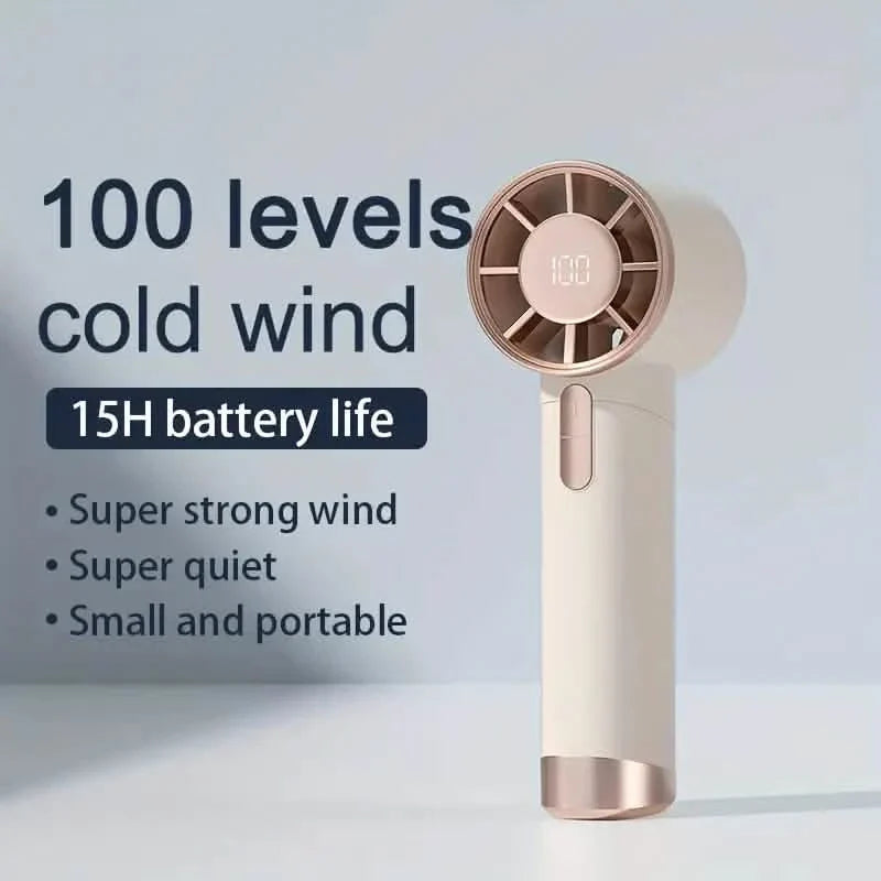 Ultraleiser tragbarer Handventilator mit 100 einstellbaren Geschwindigkeitsstufen