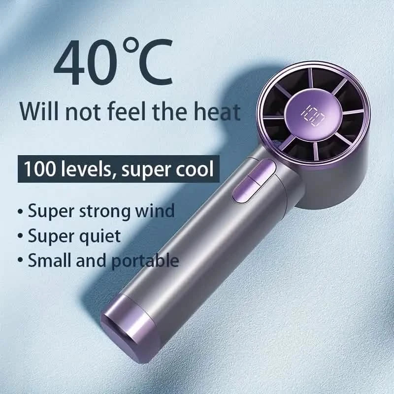 Ultraleiser tragbarer Handventilator mit 100 einstellbaren Geschwindigkeitsstufen