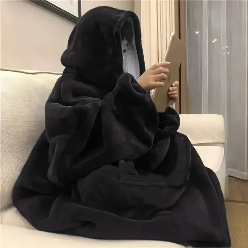 Ultraweiche Sherpa-Fleece-Kapuzendecke – Kuscheliger, übergroßer tragbarer Kuschelpulli