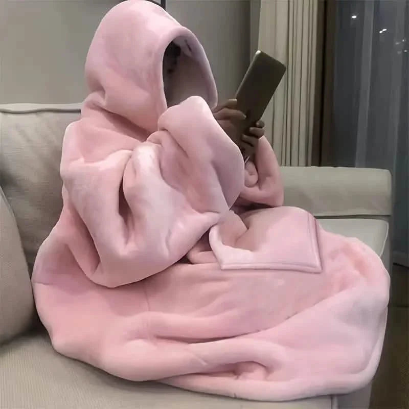 Ultraweiche Sherpa-Fleece-Kapuzendecke – Kuscheliger, übergroßer tragbarer Kuschelpulli