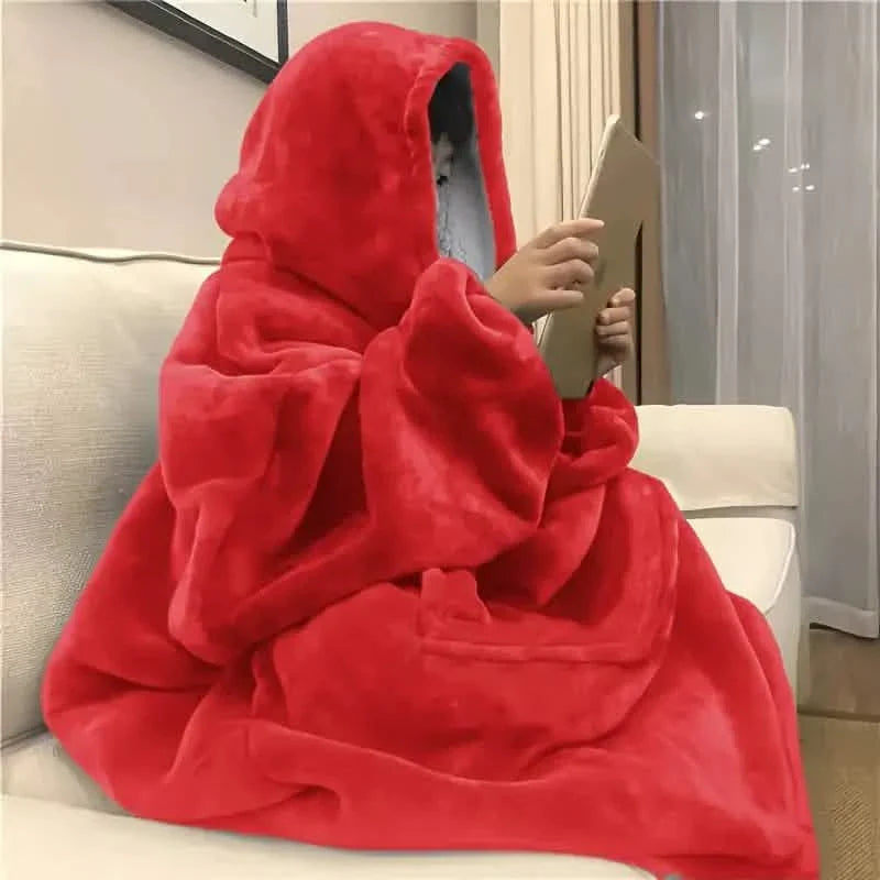 Ultraweiche Sherpa-Fleece-Kapuzendecke – Kuscheliger, übergroßer tragbarer Kuschelpulli