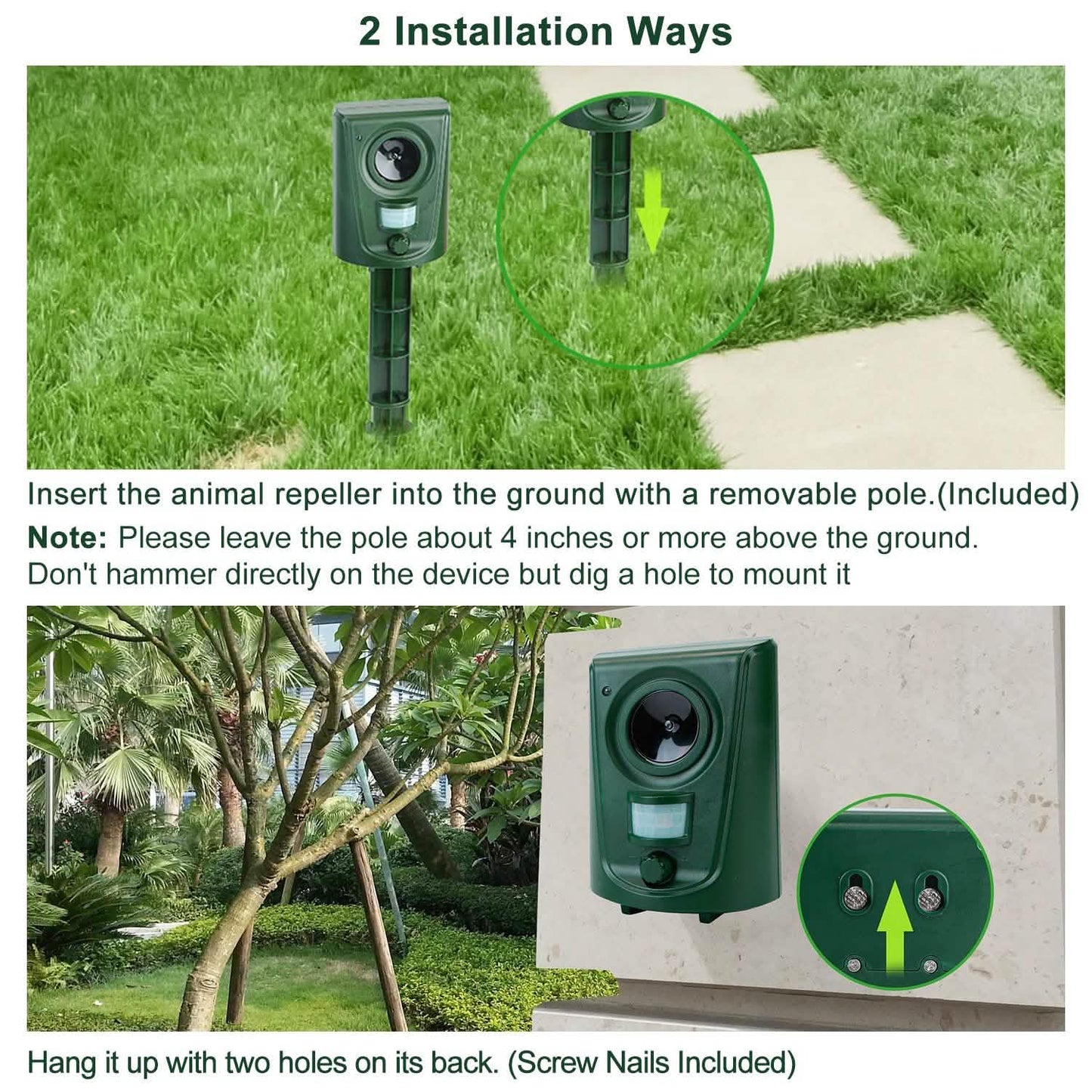 Ultraschall-Tierabwehr IP4 Wasserdicht Bewegungssensor Repellent mit blinkendem LED-Licht