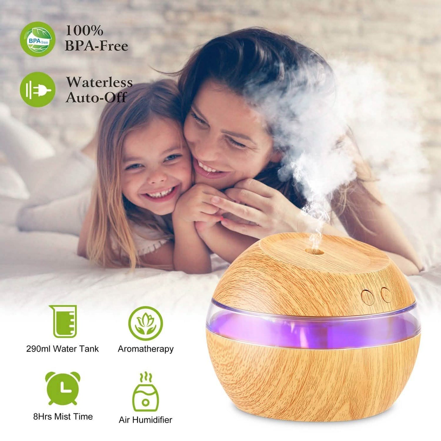 Ultraschall-Aroma-Diffusor aus Holzmaserung
