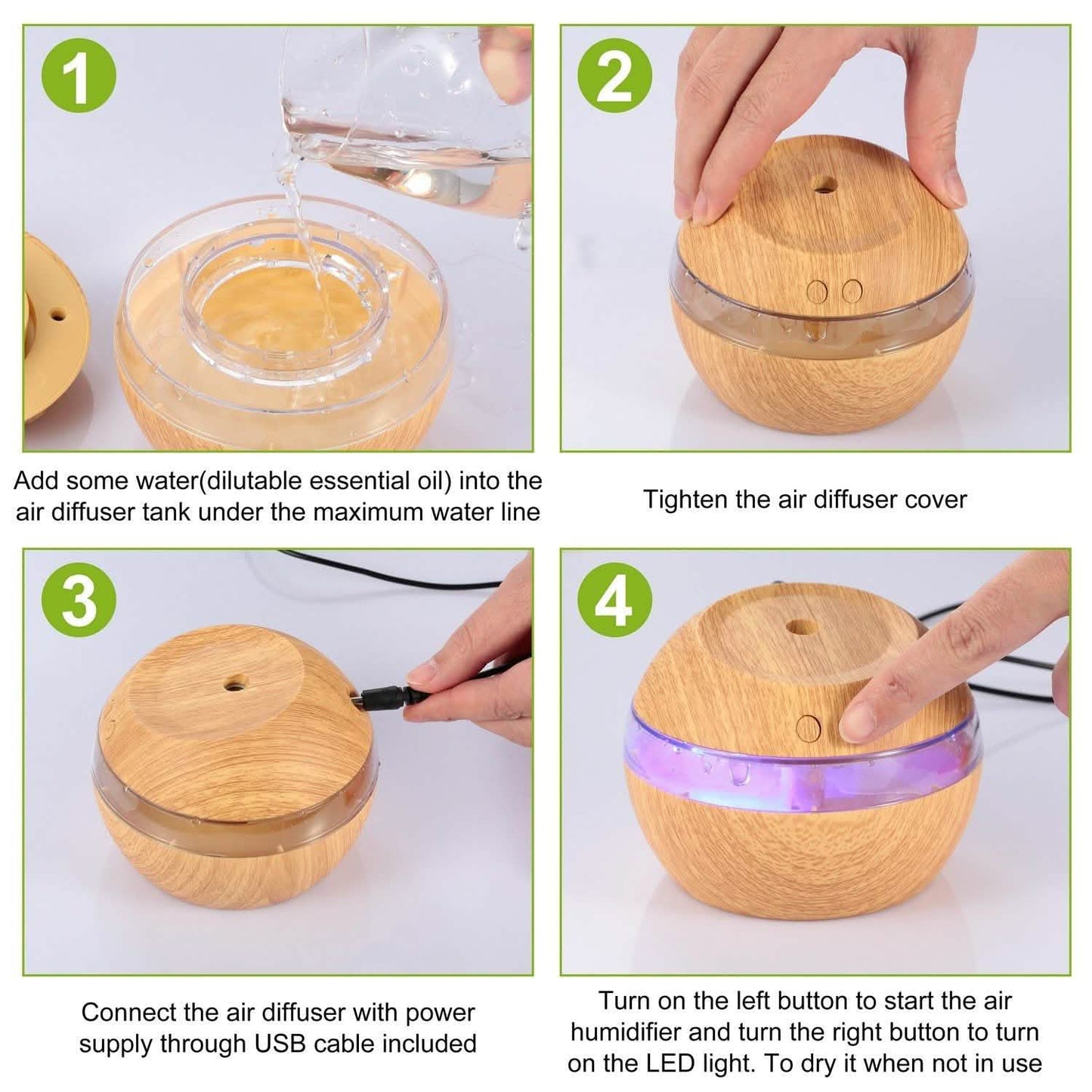 Ultraschall-Aroma-Diffusor aus Holzmaserung