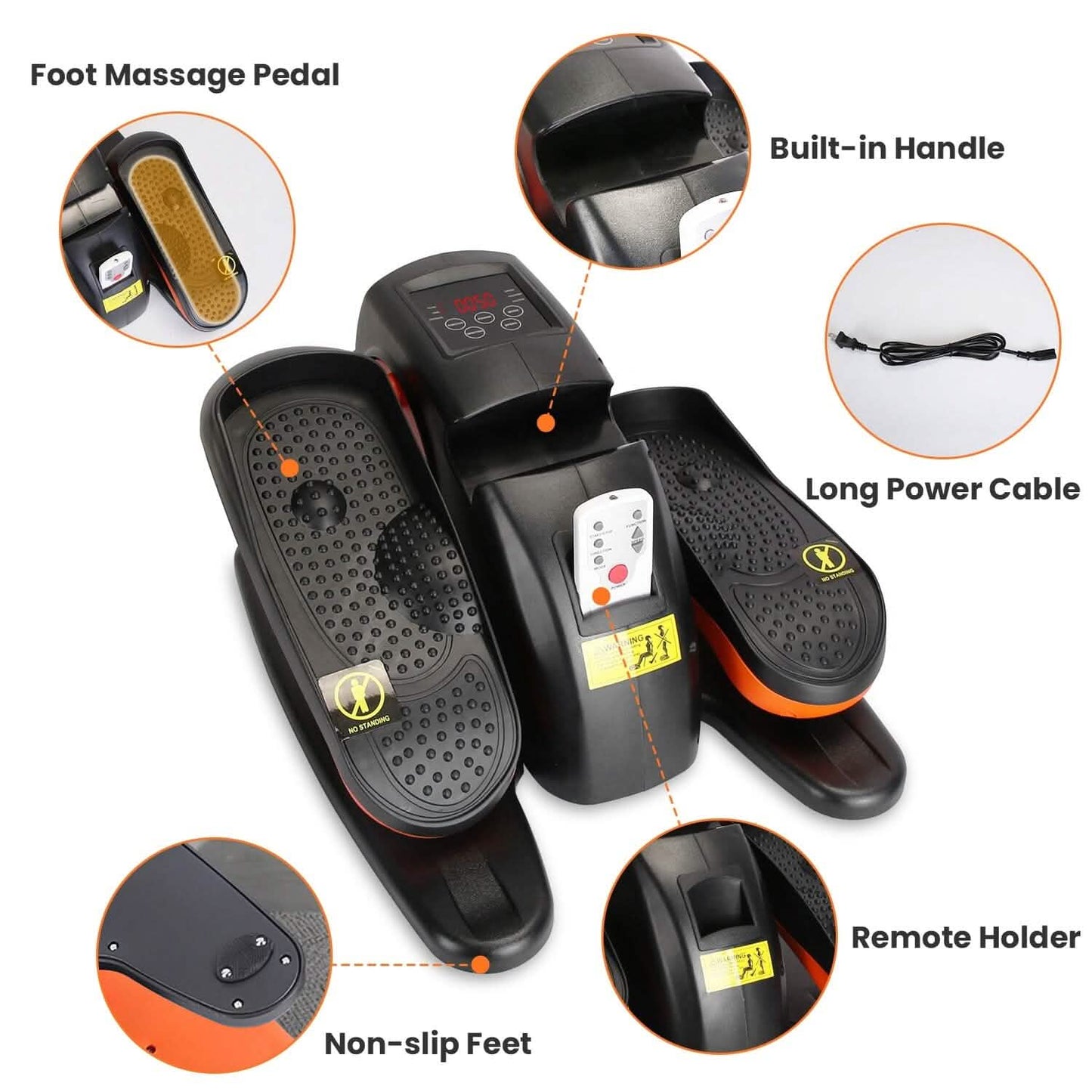 Unter-Schreibtisch-Ellipsentrainer, sitzendes Pedaltrainingsgerät mit 5 Geschwindigkeitsstufen und 3 Auto-Modi