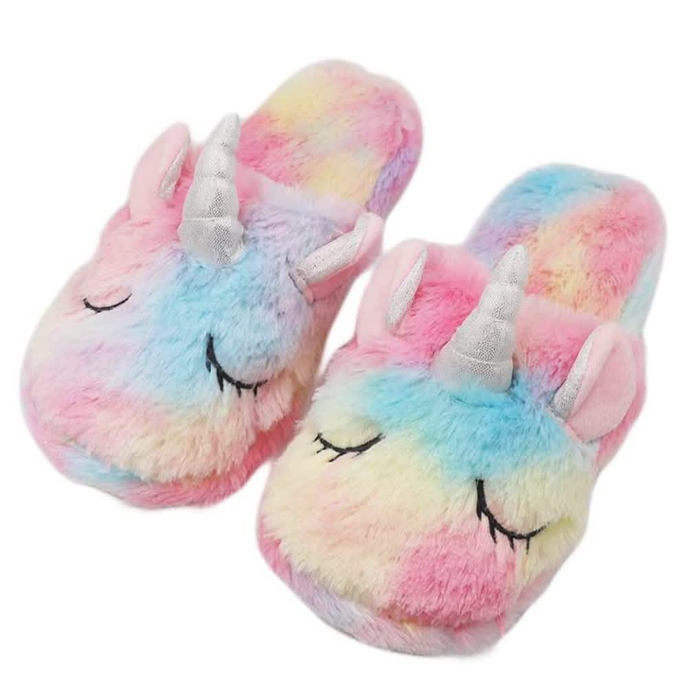 Einhorn-Plüschhausschuhe und Schlafmasken-Set