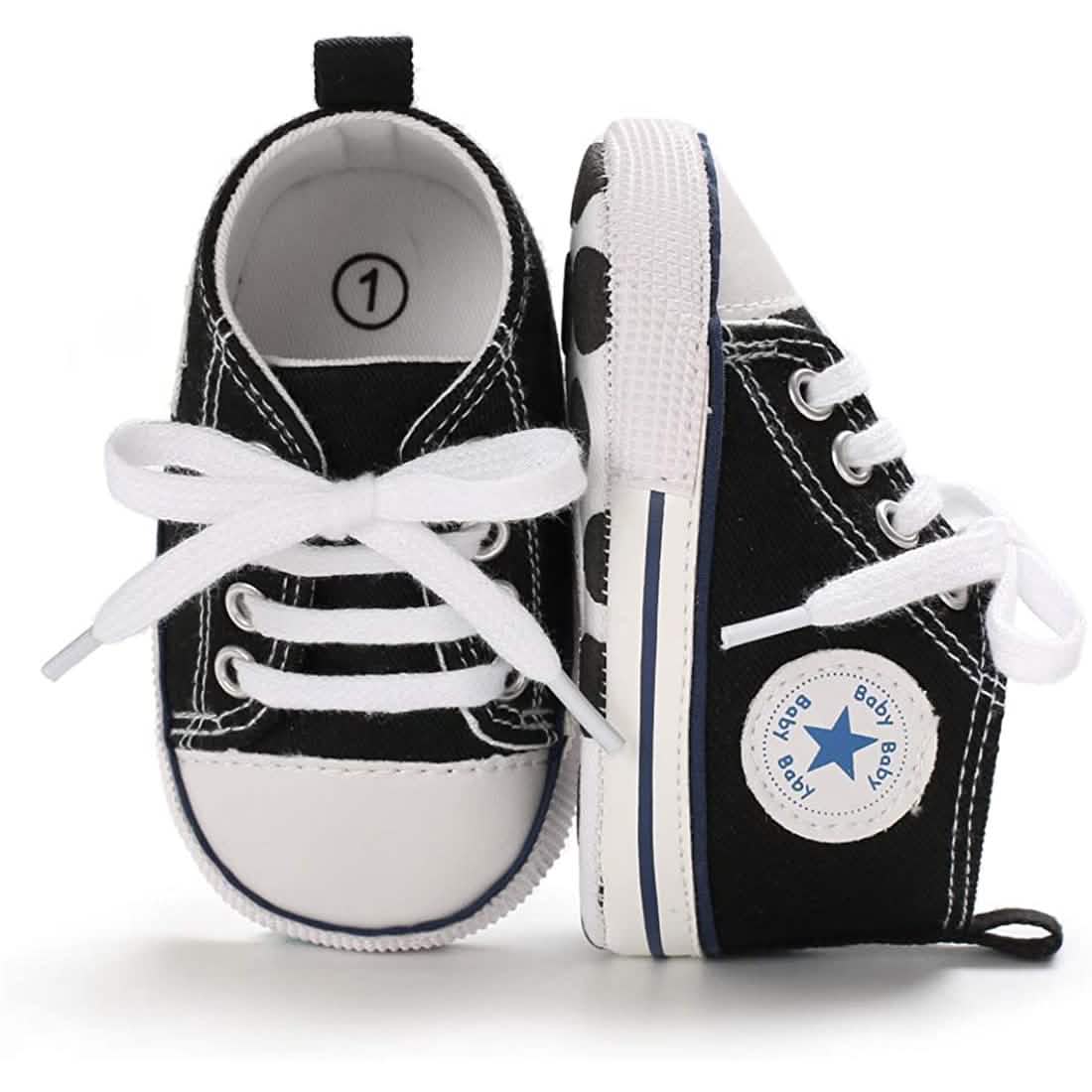 Unisex High Top Sneaker Weiche rutschfeste Sohle Neugeborenen-Denimschuhe