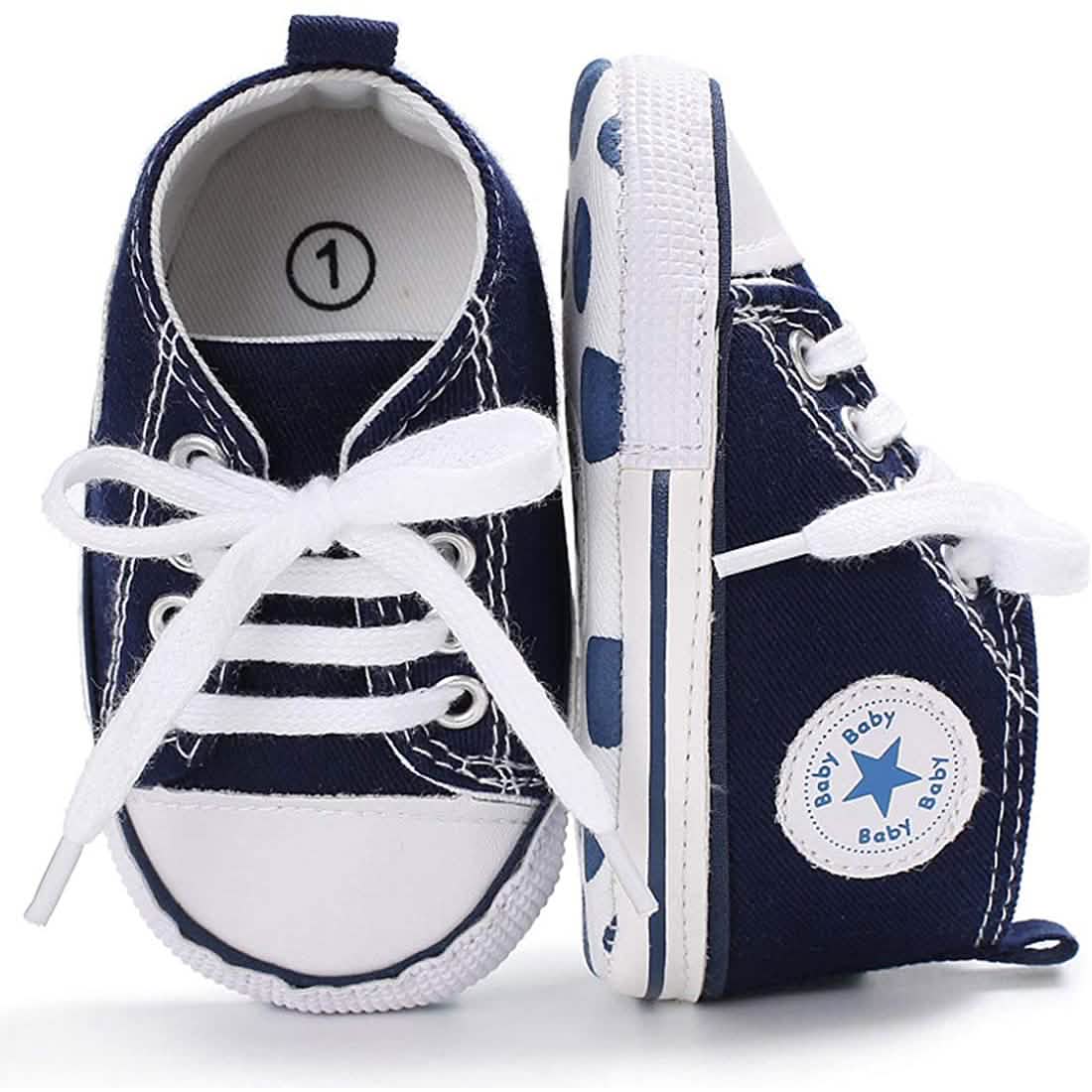 Unisex High Top Sneaker Weiche rutschfeste Sohle Neugeborenen-Denimschuhe