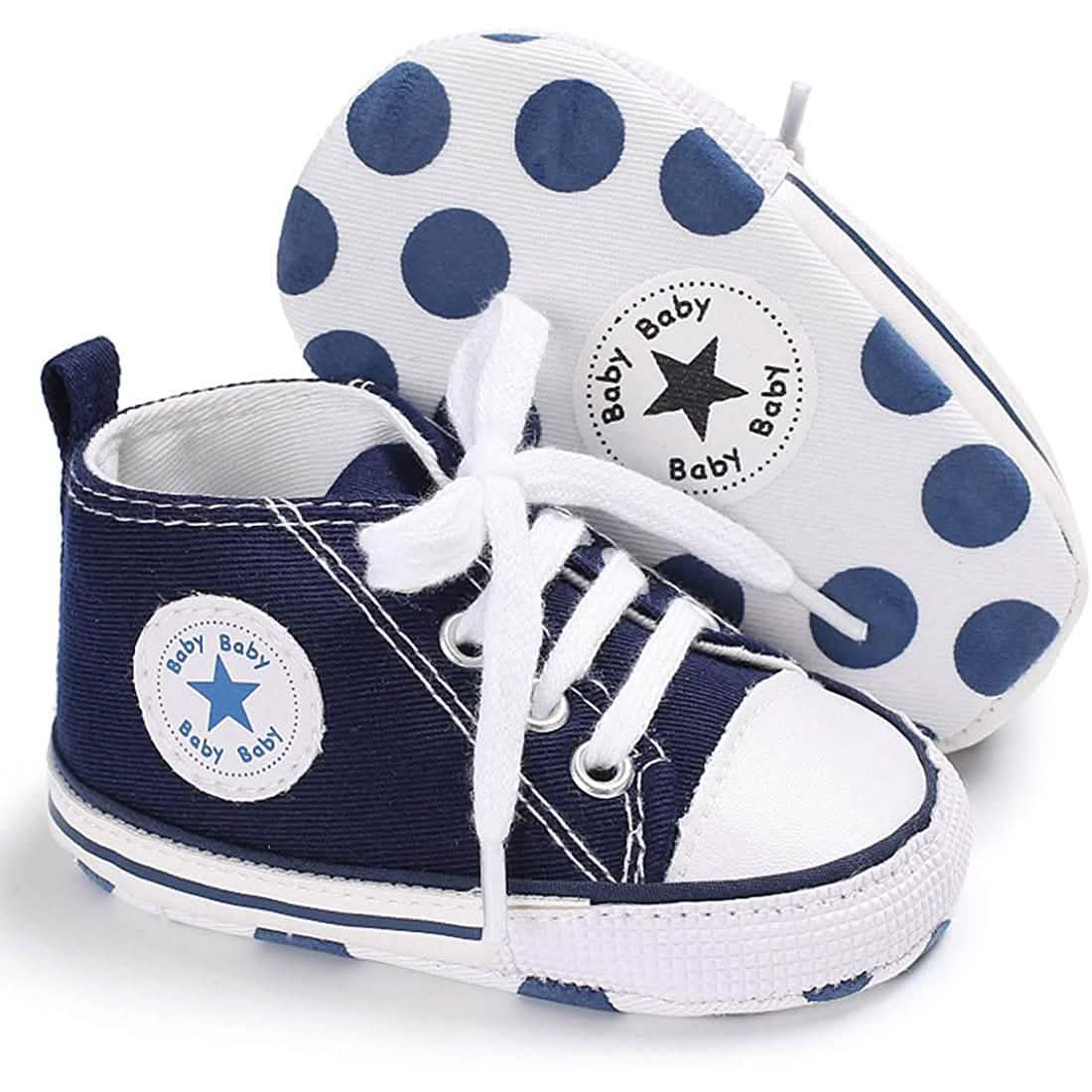 Unisex High Top Sneaker Weiche rutschfeste Sohle Neugeborenen-Denimschuhe