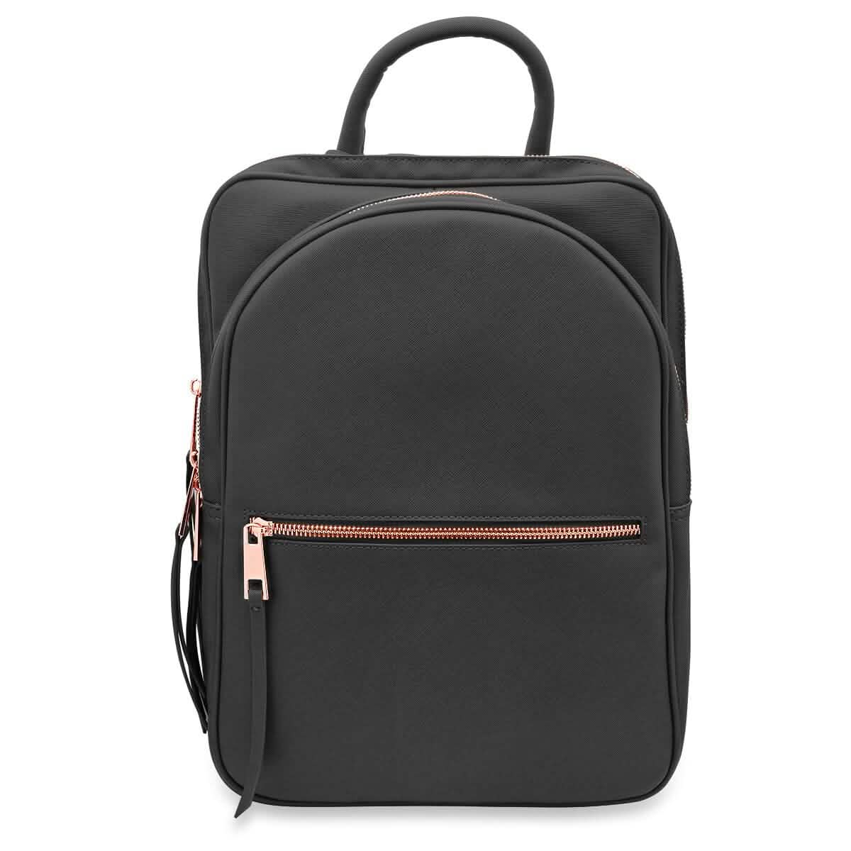 Unisexer superweicher Premium-Reiserucksack aus veganem Leder mit 6 Fächern