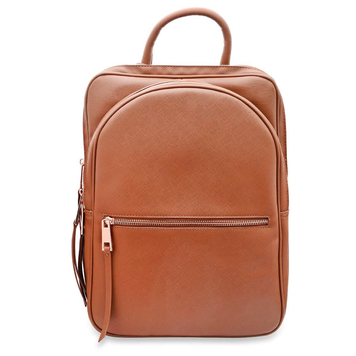 Unisexer superweicher Premium-Reiserucksack aus veganem Leder mit 6 Fächern
